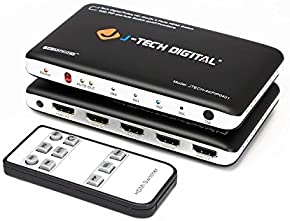 【中古】J-Tech デジタル 4K@30HZ 4ポート HDMIスイッチ PIP、IR、HDCP1.4ワイヤレスリモートコントロール、自動スイッチオン/オフ機能付き Control4ドラ