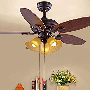 【中古】42インチ 工業用 レトロな天井ファン、 E27 照明付きファン リモコン 風速を調整する 褐色 シャンデリア、 リビング用 ベッドルーム 飲食店 調査
