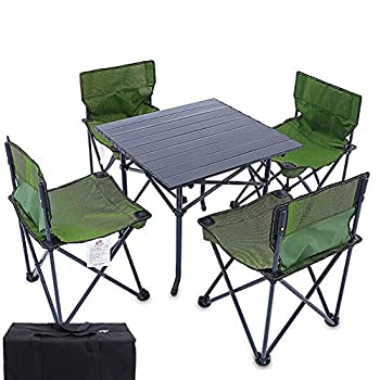 【中古】BETTY Tables アウトドア折りたたみテーブルとチェアセット 釣り椅子スツール ポータブルピクニックテーブルチェア テーブル1テーブル 4椅子