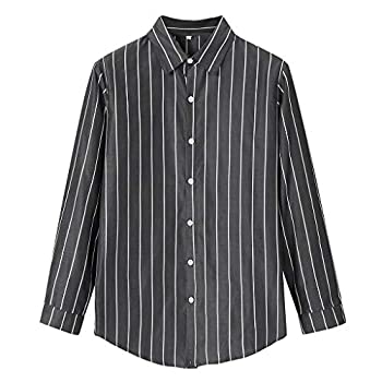 【中古】メンズシャツ Hodarey 男性 カジュアル シャツ ゆるtシャツ 大きいサイズ カットソートップス 竹綿長袖 ラペルストライプシャツ カジュアルブラ