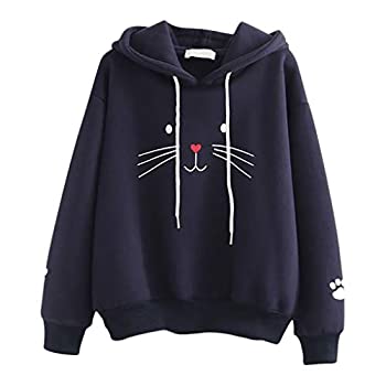 【中古】Ruji(ルジ)(L/ネイビー)原宿風 トレーナー ゆる パーカー レディース トレーナー 春秋冬スウェットシャツ クマ 大きいサイズ プリント長袖 プル