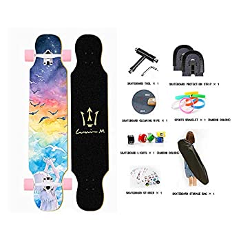 【中古】エクストリームスポーツとアウトドア用118×25CMスケートボードコンプリートロングボードダブルキックスケートボードクルーザー7層メープルデッ