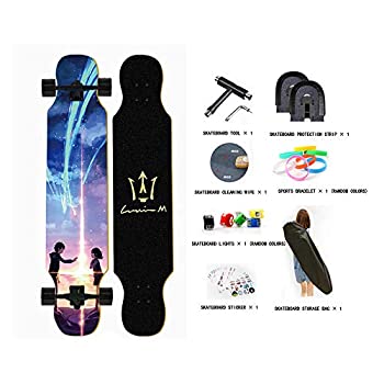 【中古】エクストリームスポーツとアウトドア用118×25CMスケートボードコンプリートロングボードダブルキックスケートボードクルーザー7層メープルデッ