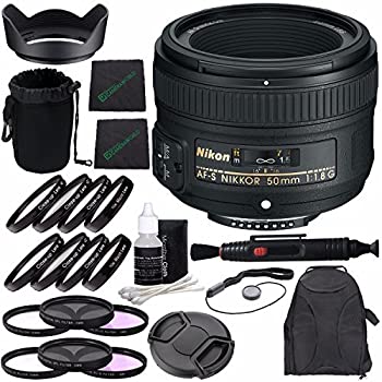 【中古】Nikon af-s Nikkor 50?mm f / 1.8gレンズ+ 58?mm 3?Pieceフィルタセット（UV、CPL、FL) + 58?mm + 1?+ 2?+ 4?+ 10クローズアップマクロフィルタ