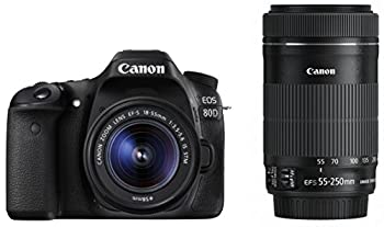 【中古】Canon デジタル一眼レフカメラ EOS 80D ダブルズームキット EF-S18-55 IS STM/EF-S55-250 IS STM付属 EOS