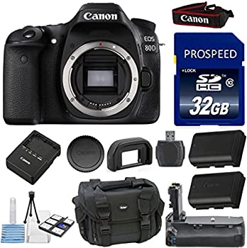 【中古】Canon EOS 80D デジタル一眼レフカメラボディキット 33rd Street バンドル 予備バッテリー付き + デラックスパワーグリップ + デラックスカメラ