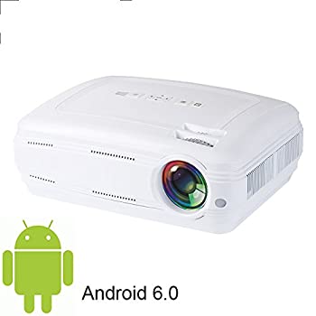 【中古】スマートLEDプロジェクターLCD 3500ルーメン1280x768 Android 6.0 WIFI Bluetooth 1080P LEDスマートゲームビデオホームシアターレッド＆ブルー3