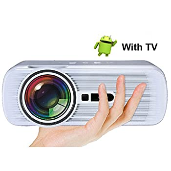 【中古】Android Miracast WiFiディスプレイ1800Lumen HD LEDプロジェクターサポート1080P Bluetooth LCDビデオビーマーホームシアター映画館