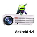 【中古】高品質Projection 200インチスクリーンアンドロイドWIFI 1080pフルHDポータブルLEDホームシアターマルチメディアプロジェクター、2...