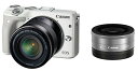 【中古】Canon ミラーレス一眼カメラ EOS M3 ダブルレンズキット(ホワイト) EF-M18-55mm F3.5-5.6 IS STM EF-M22mm...