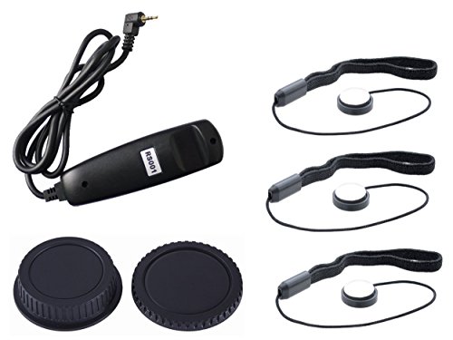 【中古】NinoLite 6点セット リモコン RS-60E3 の互換品+ レンズ キャップ ホルダー3個 + カメラ用キャップ 2個