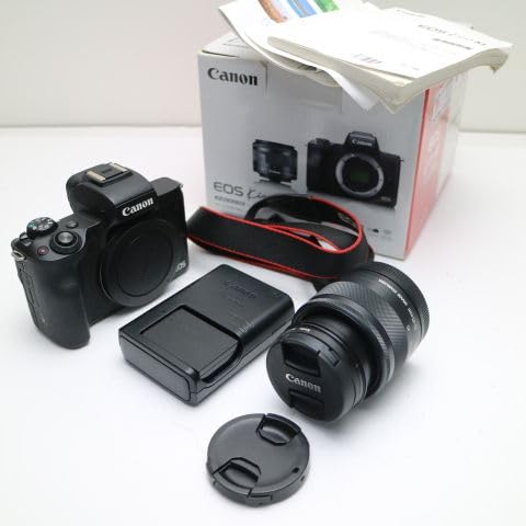 【中古】キヤノン EOS Kiss M 【EF-M15-45 IS STM レンズキット】 (ブラック/ミラーレス一眼カメラ) EOSKISSMBK1545ISLK