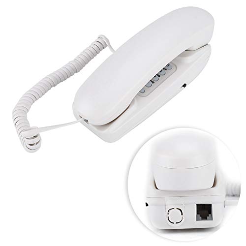 【中古】ウォールマウント固定電話 ASHATAコード付き電話 ウォールデスクコンパクト電話 ホームオフィスホテルのコールミュート/フラッシュ機能付き 固定電話 アナログ電話(ホワイト)