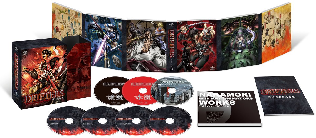【中古】【.co.jp限定】DRIFTERS Blu-ray BOX (特装限定生産)(特典:「特製ドラマCD」&「描き下ろしキャラファイン[豊久×信長]」&漂流者特製イラストカードセット付き)