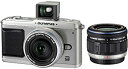 【中古】OLYMPUS ミラーレス一眼 E-P1 ツインレンズキット シルバー E-P1 TKIT-SLV