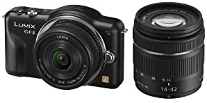 【中古】パナソニック ミラーレス一眼カメラ LUMIX GF3 ダブルレンズキット エスプリブラック DMC-GF3W-K