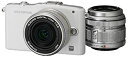 【中古】OLYMPUS ミラーレス一眼 PEN mini E-PM1 ツインレンズキット ホワイト E-PM1 TKIT WHT
