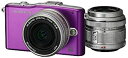 【中古】OLYMPUS ミラーレス一眼 PEN mini E-PM1 ツインレンズキット パープル E-PM1 TKIT PUR