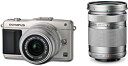 【中古】OLYMPUS ミラーレス一眼 PEN mini E-PM2 ダブルズームキット シルバー E-PM2 DZKIT SLV