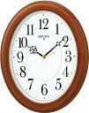 【中古】セイコークロック(Seiko Clock) セイコー クロック 掛け時計 電波 アナログ 楕円型 木枠 茶 木地 KX390B(3)