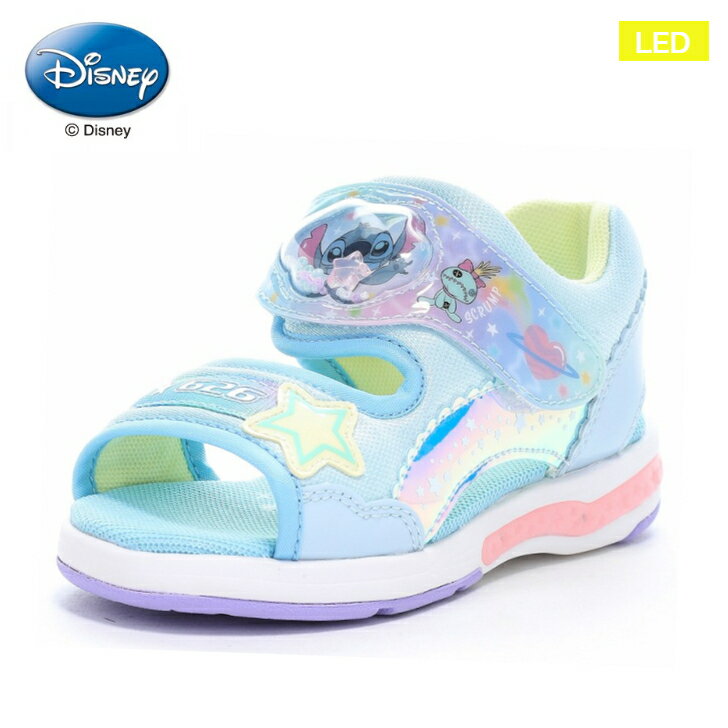 Rakuten - ムーンスター DN C1373LE スティッチ キッズサンダル LED搭載 光るサンダル キャラクターサンダル 女児サンダル