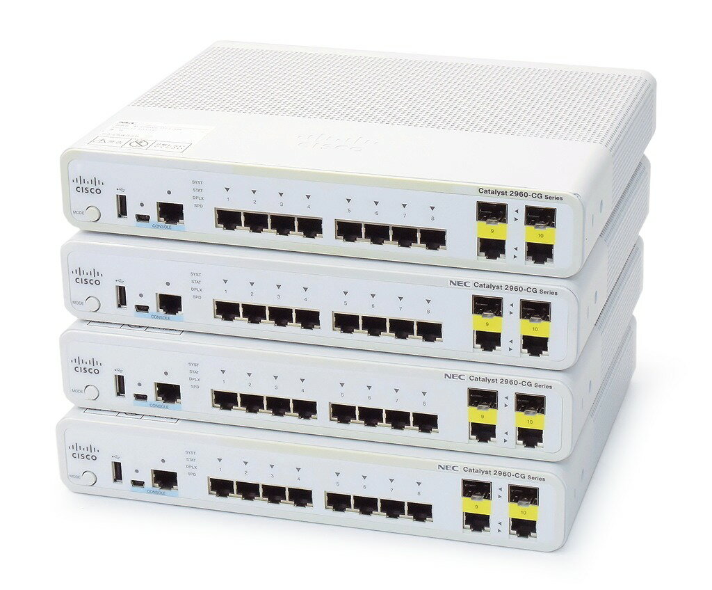 【4台セット】Cisco Catalyst WS-C2960CG-8TC-L V03 8ポート1000BASE-T 2ポート1000BASE-T(SFP共用) 設定初期化済 【中古】【20220721】