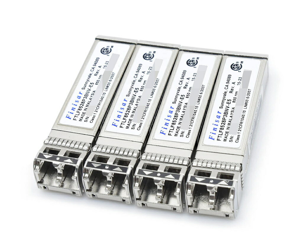 ◇【4個セット】Finisar FTLF8528P3BNV-E5 8Gb SFP+モジュール 光トランシーバー 短距離通信用 波長850nm MMF LCコネクタ Mini-GBIC 【中古】【20220823】