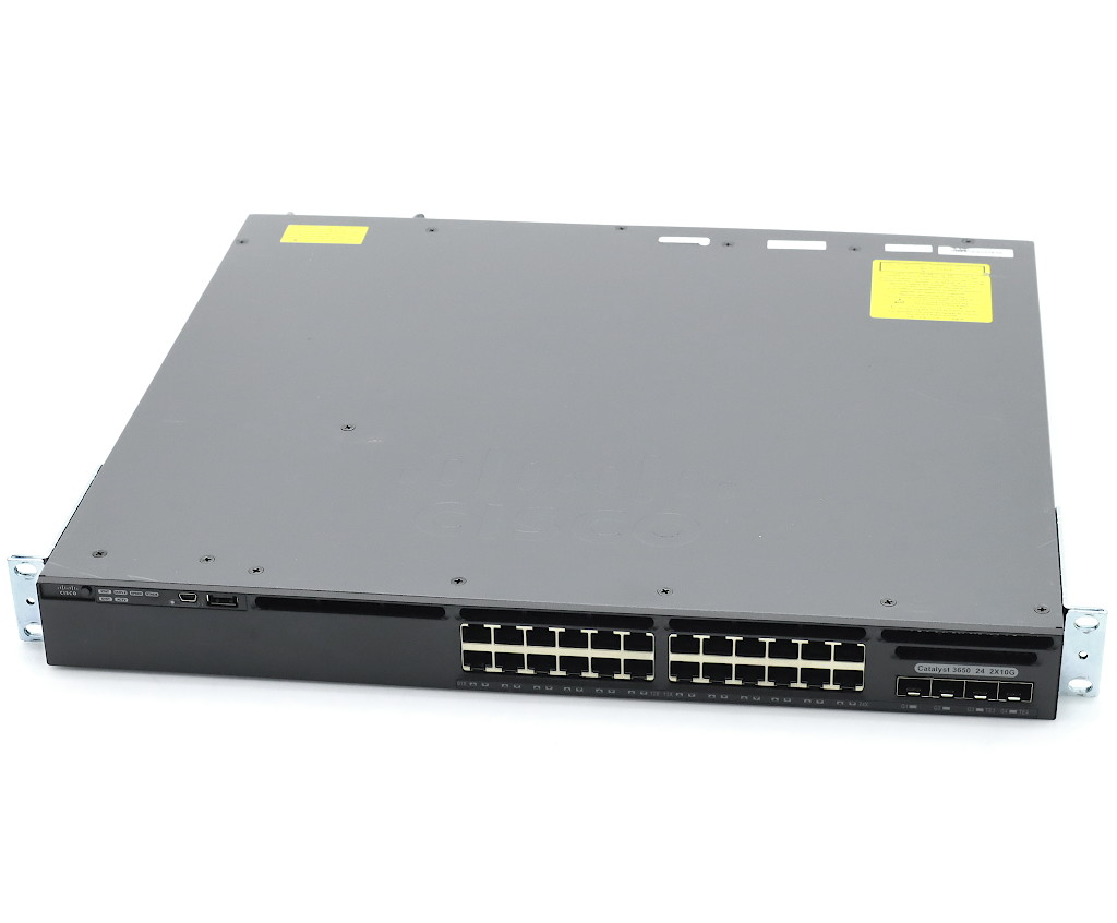 Cisco Catalyst WS-C3650-24TD-E V04 24ポート1000BASE-T 2ポート10GbE SFP+スロット IOS-XE CAT3K_CAA-UNIVERSALK9-M Ver.16.6.4 【中古】【20230830】