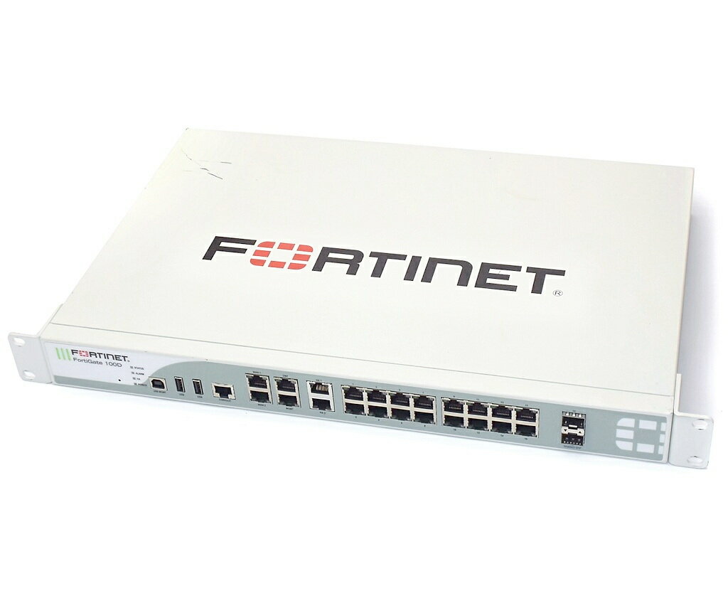 Fortinet FortiGate-100D FortiOS Ver.5.4.10 build1220 180821 (GA) 設定初期化済 ラッキングブラケット装着済 各種ライセンス期限切れ 【中古】【20231121】