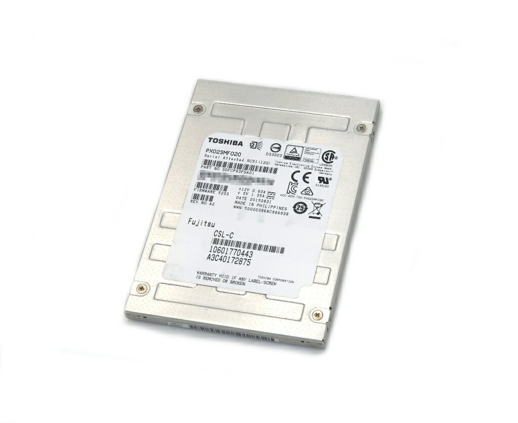 ◇富士通 PX02SMF020 2.5インチSAS SSD 200GB/12Gbps/eMLC 読込速度 900MB/s 書込速度 400MB/s 動作確認済 【中古】【20251230】