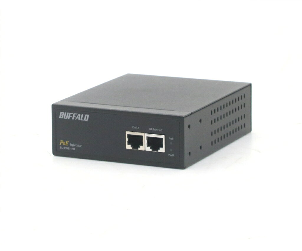 商品情報 No.553268962メーカーBuffalo商品名 型番・型名BIJ-POE-1PR仕様■基本スペック　・10BASE-T/100BASE-TX1ポート搭載(受信)　・IEEE802.3af PoE対応ポート1ポート搭載(送信)　・最大15.4W給電対応　・動作確認済状態・動作状況■動作：中古動作品外観■汚れ　・外装汚れ若干有り。■シール痕　・若干あり。■傷　・外装に使用に差し支えない擦り傷がございます。■その他　・中古品のため使用に差し支えない傷、汚れがある場合がございます。　・本体内外装は清掃しておりますが、多少の汚れが残っている可能性がございます。　・筐体に若干のキズあり附属品■付属品　・なし対応情報-備考-ご注意　・本商品は店頭等でも販売している為、稀に在庫切れの場合があります。　・その場合、代替品をご提案させていただきます。