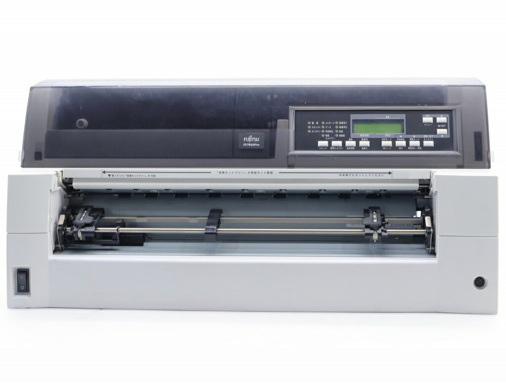 商品情報 No.542269784メーカー富士通商品名 型番・型名fit7850Pro仕様■基本スペック　※一部ゴム足等動作に支障のない部材が欠品している場合があります　・タイプ：ドットインパクト(48ピン)　・解像度：180dpi　・消費電力：685W　・印刷最大用紙サイズ：A3　・接続インターフェイス：USB2.0/パラレル　・サイズ(mm)： 600x290x350　・重量：22kg　・印字ヘッドやや摩耗(50%)状態・動作状況■動作：中古動作品外観■汚れ　・外装汚れ若干有り。■シール痕　・若干あり。■傷　・外装に使用に差し支えない擦り傷がございます。■その他　・中古品のため使用に差し支えない傷、汚れがある場合がございます。　・本体内外装は清掃しておりますが、多少の汚れが残っている可能性がございます。　・筐体に若干のキズあり附属品■付属品　・電源ケーブル　・用紙ガイド　・リアスタッカー対応情報-備考-ご注意　・本商品は店頭等でも販売している為、稀に在庫切れの場合があります。　・その場合、代替品をご提案させていただきます。