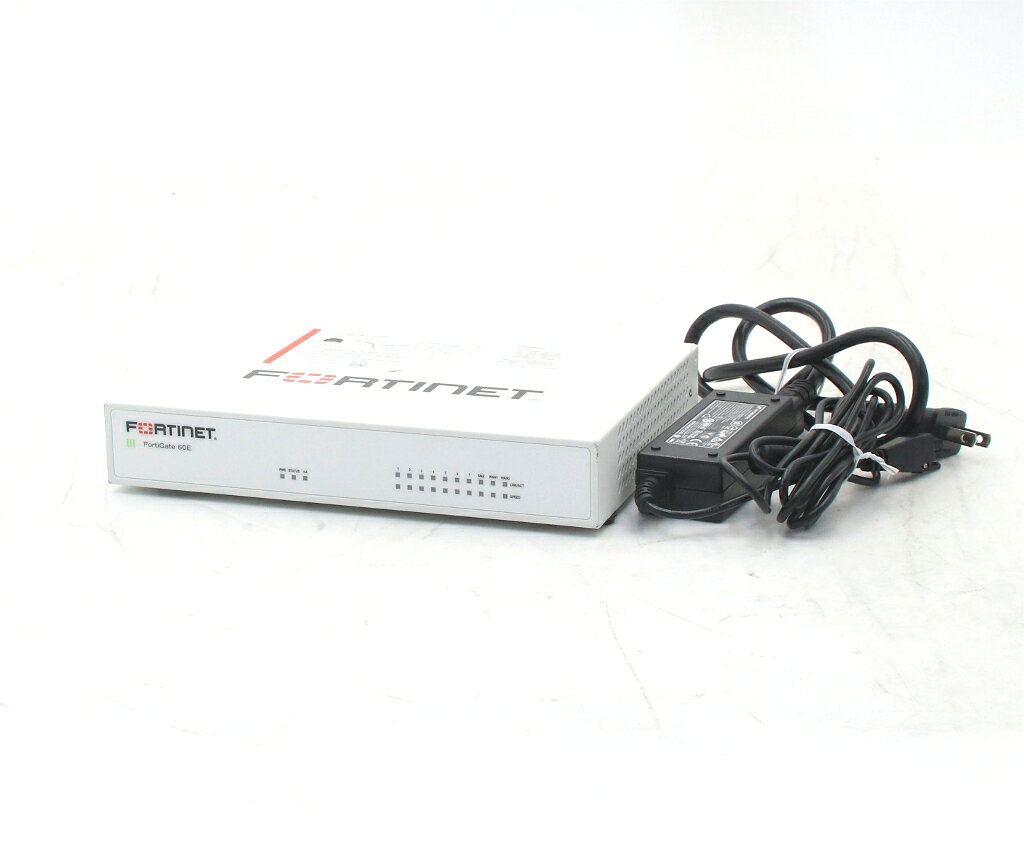 商品情報 No.552264120メーカーFortinet商品名 型番・型名FortiGate 60E※FG-60E仕様■基本スペック　・起動用OSが存在しない又は破損している為各種ライセンス有無不明　・設定初期化済状態・動作状況■動作：中古動作品外観■汚れ　・外装汚れ若干有り。■シール痕　・若干あり。■傷　・外装に使用に差し支えない擦り傷がございます。■その他　・中古品のため使用に差し支えない傷、汚れがある場合がございます。　・本体内外装は清掃しておりますが、多少の汚れが残っている可能性がございます。　・使用に差し支えないキズ及び汚れ等はございますが大きな破損等はございません附属品■付属品　・ACアダプター対応情報-備考-ご注意　・本商品は店頭等でも販売している為、稀に在庫切れの場合があります。　・その場合、代替品をご提案させていただきます。