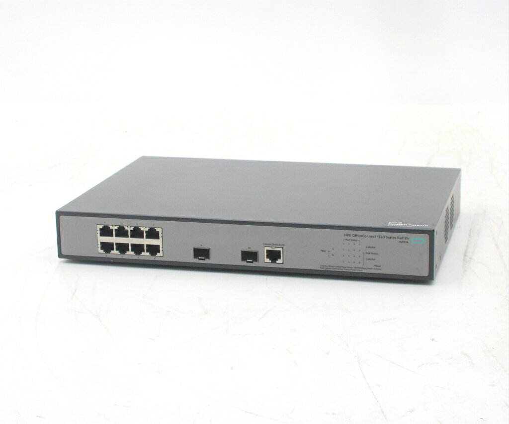 商品情報 No.552264222メーカーhp商品名 型番・型名OfficeConnect 1920 Series Switch※JG922A仕様■基本スペック　・8ポート1000BASE-T 2ポートSFPスロット搭載　・設定初期化済状態・動作状況■動作：中古動作品外観■汚れ　・外装汚れ若干有り。■シール痕　・若干あり。■傷　・外装に使用に差し支えない擦り傷がございます。■その他　・中古品のため使用に差し支えない傷、汚れがある場合がございます。　・本体内外装は清掃しておりますが、多少の汚れが残っている可能性がございます。　・使用に差し支えないキズ及び汚れ等はございますが大きな破損等はございません附属品■付属品　・なし対応情報-備考-ご注意　・本商品は店頭等でも販売している為、稀に在庫切れの場合があります。　・その場合、代替品をご提案させていただきます。