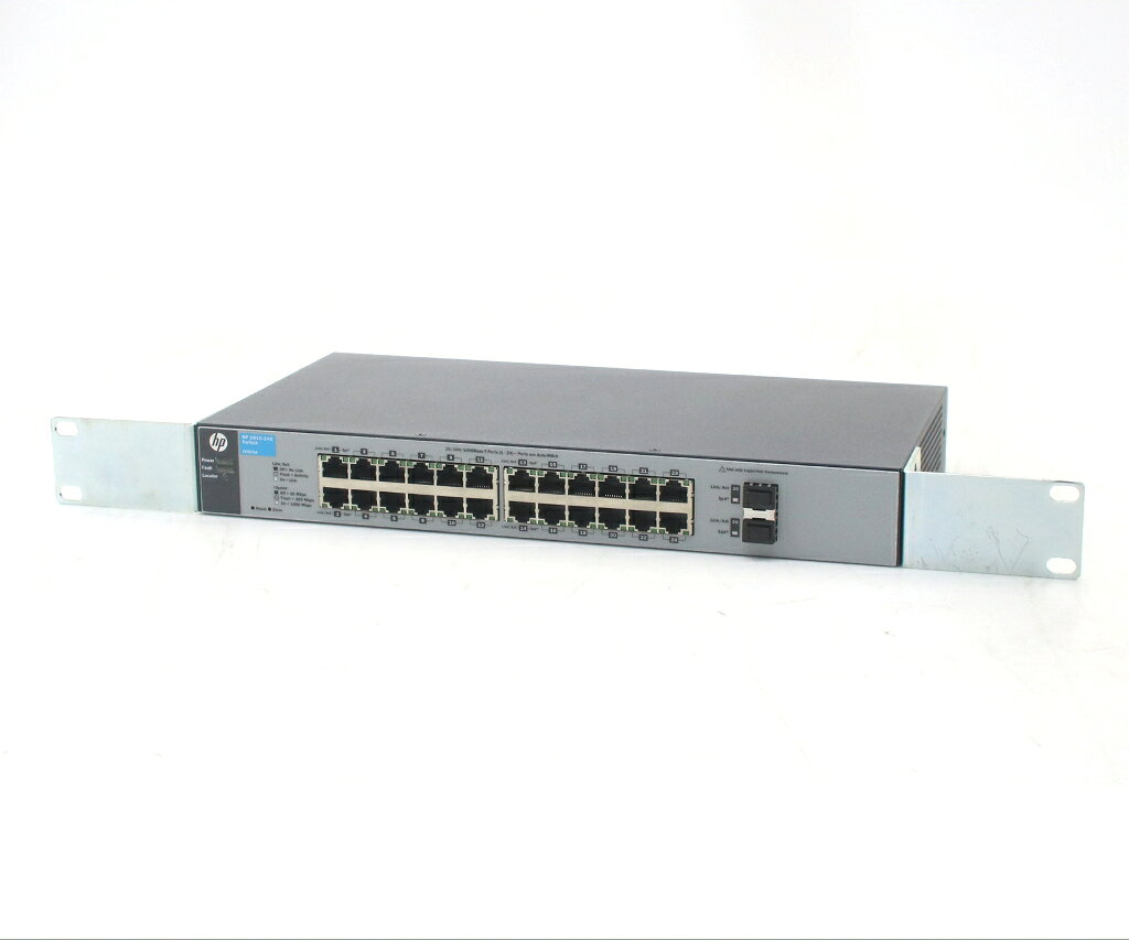 商品情報 No.554265762メーカーhp商品名 型番・型名1810-24G Switch※J9803A仕様■基本スペック　・24ポート1000BASE-T、2ポートSFPスロット搭載L2スイッチ　・各種VLAN/WEBGUI等搭載　・ラッキングブラケット装着済み　・設定初期化済状態・動作状況■動作：中古動作品外観■汚れ　・外装汚れ若干有り。■シール痕　・若干あり。■傷　・外装に使用に差し支えない擦り傷がございます。■その他　・中古品のため使用に差し支えない傷、汚れがある場合がございます。　・本体内外装は清掃しておりますが、多少の汚れが残っている可能性がございます。　・使用に差し支えないキズ及び汚れ等はございますが大きな破損等はございません附属品■付属品　・なし対応情報-備考-ご注意　・本商品は店頭等でも販売している為、稀に在庫切れの場合があります。　・その場合、代替品をご提案させていただきます。