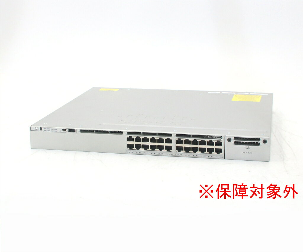 商品情報 No.56c251957メーカーCisco商品名 型番・型名Catalyst WS-C3850-24T-E V07仕様■基本スペック　・24ポート1000BASE-T搭載L3スイッチ　・Bootファイル破損している為保証なしジャンク品となります　・ライセンス不明　・設定初期化済状態・動作状況■動作：中古JUNK品(動作保証なし)外観■汚れ■シール痕■傷■その他　・中古・ジャンク品のため、記載外の傷、汚れ、シール痕、軽微なへこみなどがある場合がございます。　・使用に差し支えないキズ及び汚れ等はございますが大きな破損等はございません附属品■特記欠品　・ラッキングブラケット欠品対応情報-備考-ご注意　・本商品は店頭等でも販売している為、稀に在庫切れの場合があります。　・その場合、代替品をご提案させていただきます。