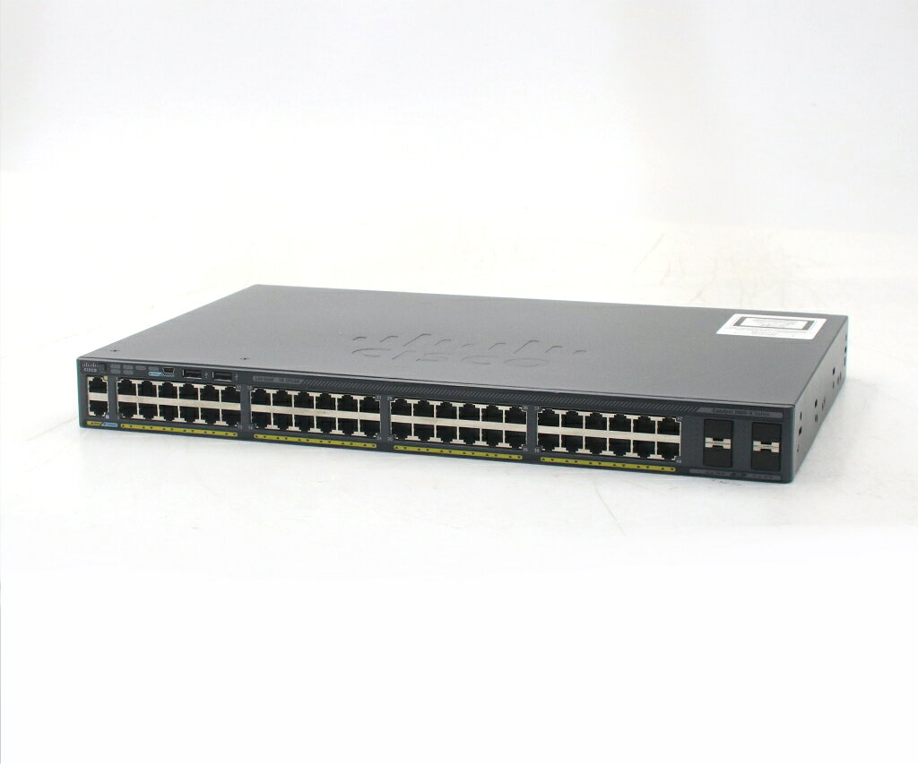 商品情報 No.567265191メーカーCisco商品名 型番・型名Catalyst WS-C2960X-48TS-L V05仕様■基本スペック　・48ポート1000BASE-T　・4ポートSFPスロット　・C2960X-UNIVERSALK9-M Ver.15.2(4)E3　・LANBASEライセンス　・設定初期化済　・その他機能：スタックモジュール(C2960X-stack)増設状態・動作状況■動作：中古動作品外観■汚れ　・外装汚れ若干有り。■シール痕　・若干あり。■傷　・外装に使用に差し支えない擦り傷がございます。■その他　・中古品のため使用に差し支えない傷、汚れがある場合がございます。　・本体内外装は清掃しておりますが、多少の汚れが残っている可能性がございます。　・使用に差し支えないキズ及び汚れ等はございますが大きな破損等はございません附属品■付属品　・なし対応情報-備考-ご注意　・本商品は店頭等でも販売している為、稀に在庫切れの場合があります。　・その場合、代替品をご提案させていただきます。