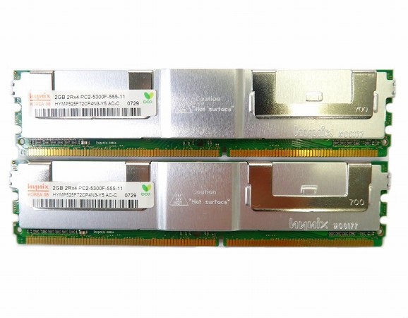 hynix 2GBx2枚セット 4GB分 PC2-5300F hp xw6400/xw8400 MacPro 2006/2007 DELL Precision 690等対応 【中古】【20190315】
