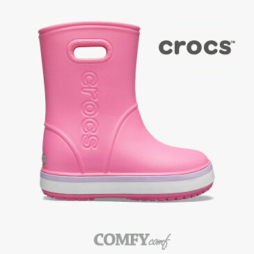 ・クロックス《キッズ》 クロックバンド レインブーツ / ピンクレモネード ラベンダー / Crocs / Crocband Rain Boot / Pink Lemonade Lavender ◇クロックス正規取扱店◇ #Y