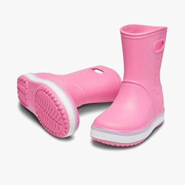 ・クロックス《キッズ》 クロックバンド レインブーツ / ピンクレモネード ラベンダー / Crocs / Crocband Rain Boot / Pink Lemonade Lavender ◇クロックス正規取扱店◇ #Y