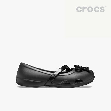 ▲-30%▼ クロックス《キッズ》リナ ボウ チャーム フラット プレスクール/ブラック/ CROCS/K Lina Bow Charm Flat PS/Black #