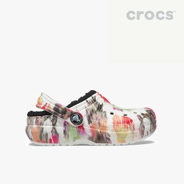 ・クロックス ボア《キッズ》クラシック ラインド タイ ダイ グラフィック クロッグ/ブラックxマルチ/ CROCS/K Classic Lined Tie Dye Graphic Clog/BlackxMulti #**