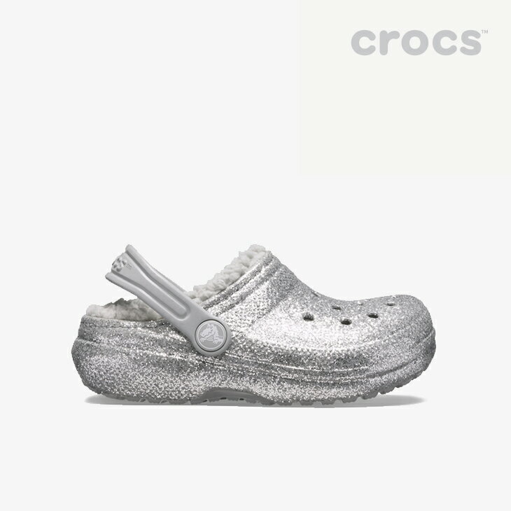 *・クロックス《キッズ》クラシック グリッター ラインド クロッグ/シルバーxシルバー/ CROCS/K Classic Glitter Lined Clog/SilverxSilver #