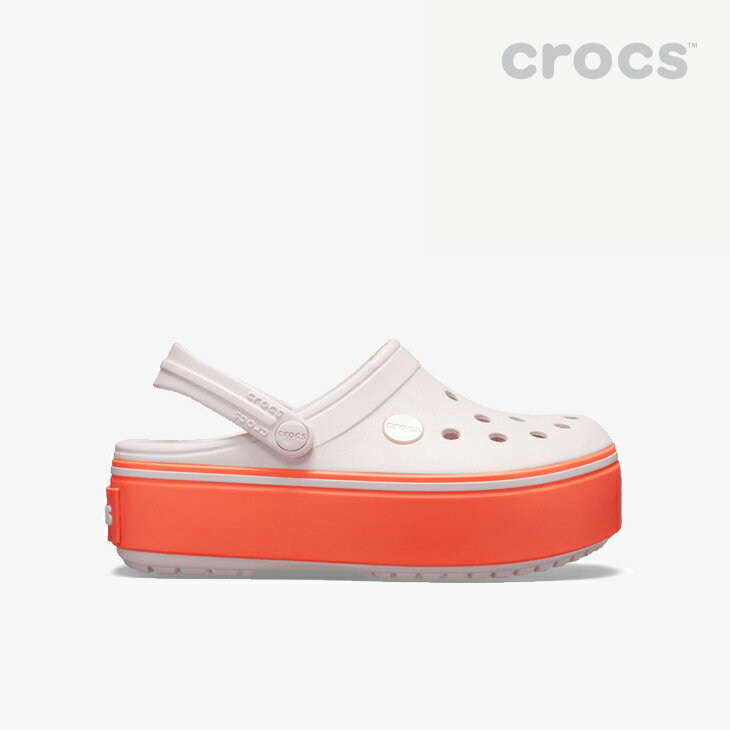 *・クロックス《キッズ》クロックバンド プラットフォーム クロッグ GS/バレリー ピンクxブライトコーラル/ CROCS/K Crocband Platform Clog GS/Barely PinkxBright Coral #