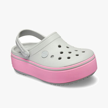 *▲-40%▼ クロックス《キッズ》クロックバンド プラットフォーム クロッグ GS/ライト グレーxピンクレモネード/ CROCS/K Crocband Platform Clog GS/Light GreyxPink Lemonade #