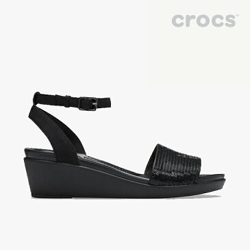 ▲-40%▼ クロックス《レディース》レイ アン アンクル シークイン ウェッジ/ブラック ブラック/ CROCS/W Leigh Ann Ankle Sequin Wedge - Sandal/Black Black #