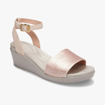 ▲-40%▼ クロックス《レディース》レイ アン アンクル シークイン ウェッジ/ローズゴールド プラチナム/ CROCS/W Leigh Ann Ankle Sequin Wedge - Sandal/Rose Gold Platinum #