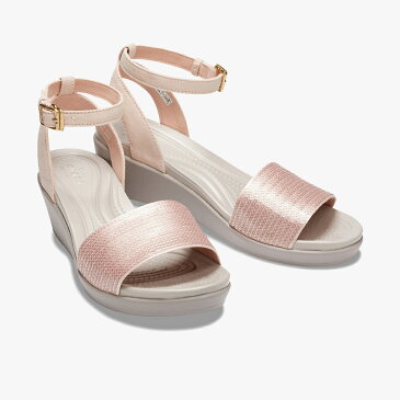 ▲-40%▼ クロックス《レディース》レイ アン アンクル シークイン ウェッジ/ローズゴールド プラチナム/ CROCS/W Leigh Ann Ankle Sequin Wedge - Sandal/Rose Gold Platinum #