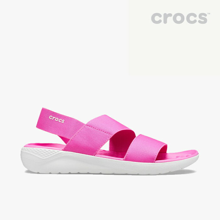 ・クロックス《レディース》ライトライド ストレッチ サンダル/エレクトリックピンク オールモストホワイト/ CROCS/W Literide Stretch Sandal - Sandal/Electric Pink Almost White #