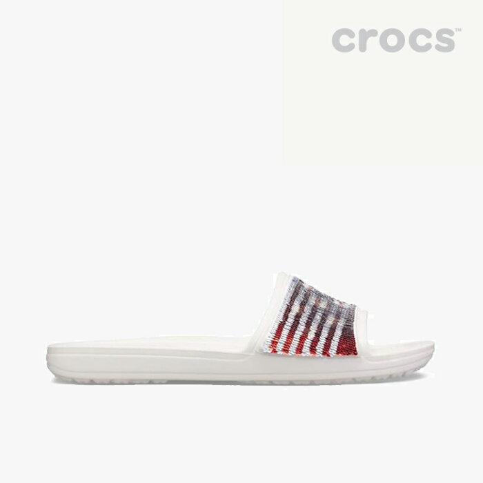 ・クロックス《レディース》スローン アメリカン フラッグ リバース シークイン スライド/ホワイト/ CROCS/W Sloane American Flag Reverse Sequin Slide - Sandal/White #